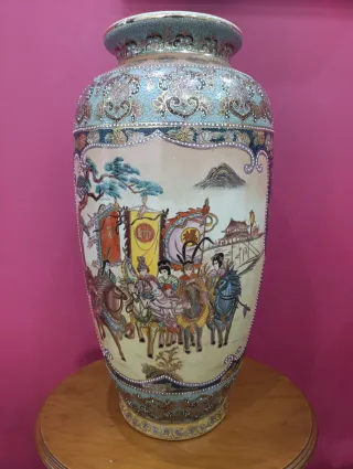 Jarrón Chino Cerámica Decorado