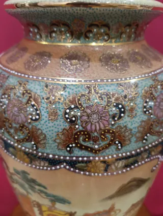 Jarrón Chino Cerámica Decorado