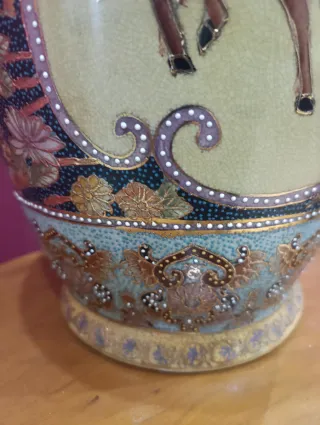 Jarrón Chino Cerámica Decorado