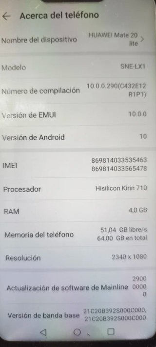 Móvil Huawei Mate 20 lite