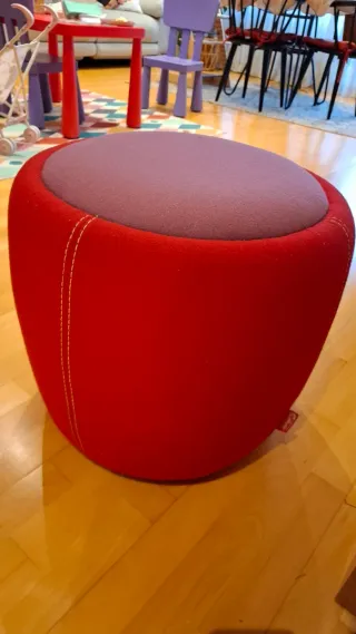 Taburete Diseño Italiano Tela Rojo/Morado