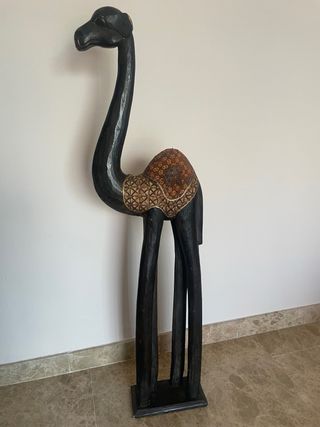 Pareja Camellos Madera Decoración