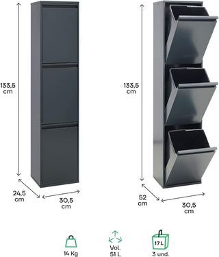 Arregui Basic CR304-B Cubo de Basura y Reciclaje d
