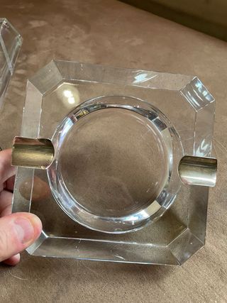 Florero y Cenicero Cristal y Plata