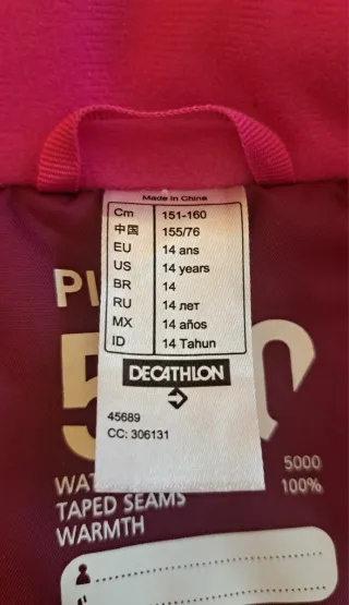 Abrigo Wedze niña rosa y morado Talla 14 años