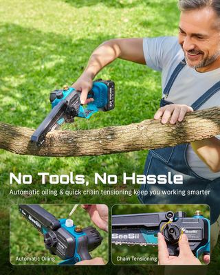 SEESII 2-en-1 Inalámbrica Podadora Telescópica & M