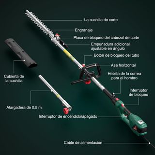 HYCHIKA Cortasetos Electrico Telescopico 900W, Cor