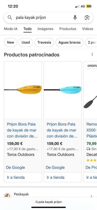 Remo de kayak Prijon rojo