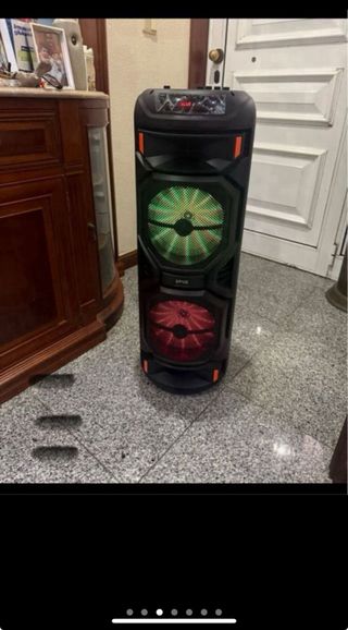 Coluna Bluetooth Karaoke Preta e Azul