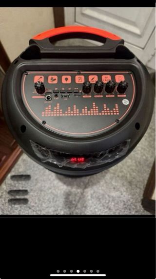 Coluna Bluetooth Karaoke Preta e Azul