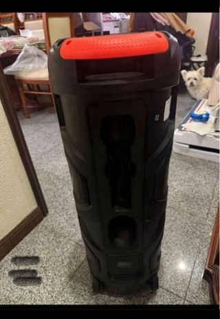 Coluna Bluetooth Karaoke Preta e Azul