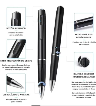 Cámara Espía Bolígrafo Negra