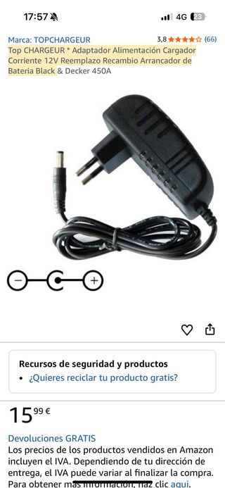 Cargador Batería Coche Black & Decker