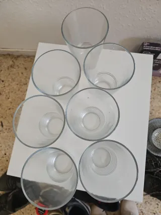Set de 7 vasos de cristal