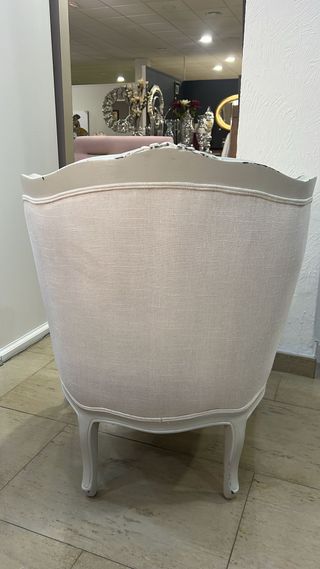 Sillón individual beige y blanco