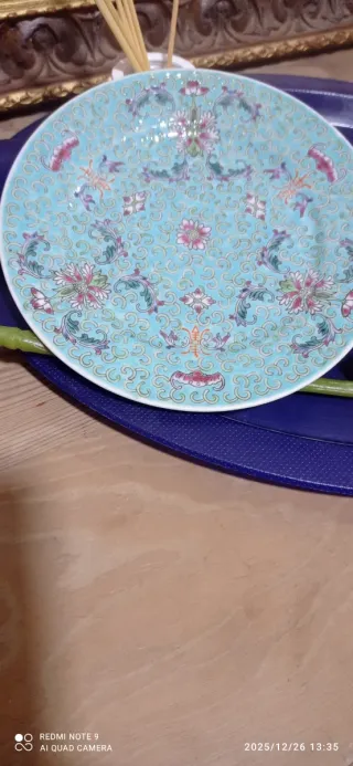 Plato Vintage Turquesa y Rosa