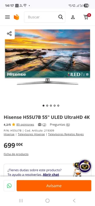 Smart TV Hisense 55" 4k ULTRA HD.