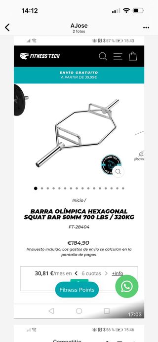 Barra Hexagonal con Discos