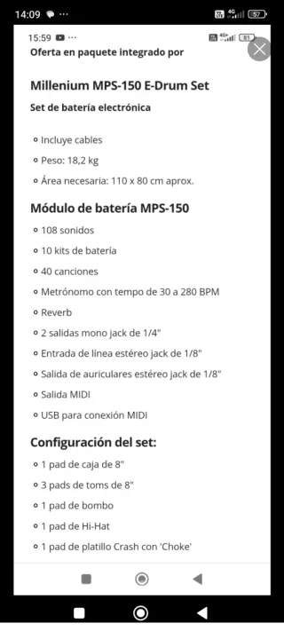 Batería Electrónica Completa