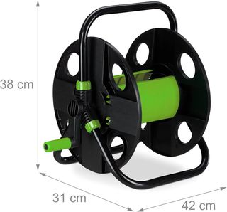 Relaxdays Tambor 30 m, Acero, plástico, Soporte de