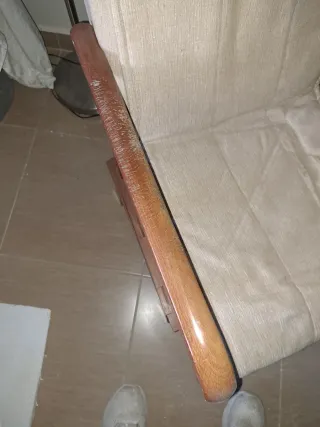 Sillón balancín mecedora tela y madera