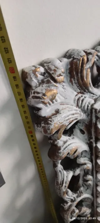 Espejo antiguo madera tallada dorado tiza