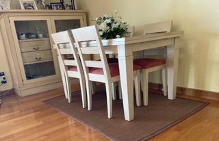 Sillas Comedor blancas de madera maciza. 4 uds