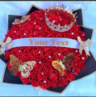Ramo de 100 rosas eternas con corona