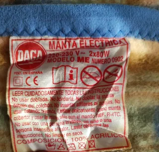 Manta eléctrica DAGA 2 mandos cama 90-105