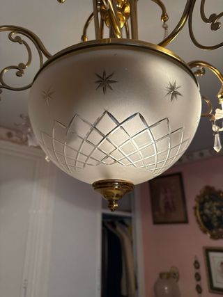 Lámpara Techo Clásica Dorada Tulipanes