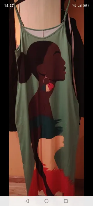 Vestido largo estampado mujer