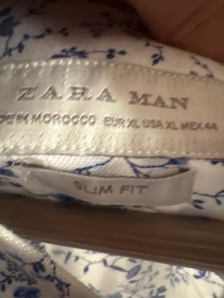 Camisa Zara Estampada Azul y Blanca