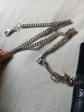 Cartera Biker Negra con Cadena Plata