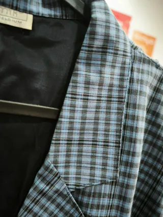 Blazer cuadros azul y gris