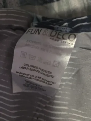 Edredón azul y gris cama 135