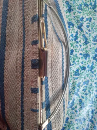 Bolso vintage rayas beige y azul