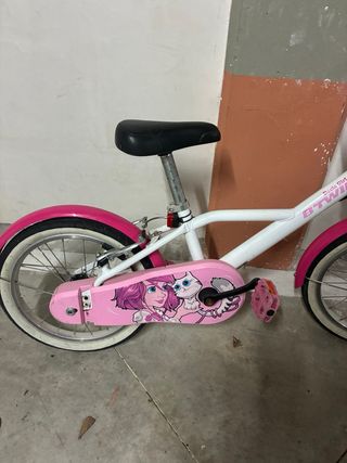 Bicicleta niña 14” blanca y rosa