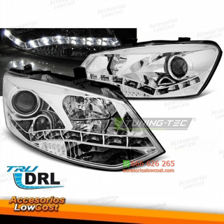 Faros delanteros cromados para Volkswagen Polo 6R