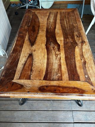 Mesa de centro madera maciza y metal