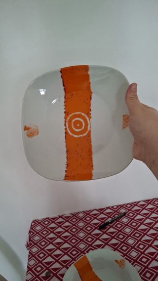 Vajilla Pepe Damaso Porcelana Naranja/Blanco