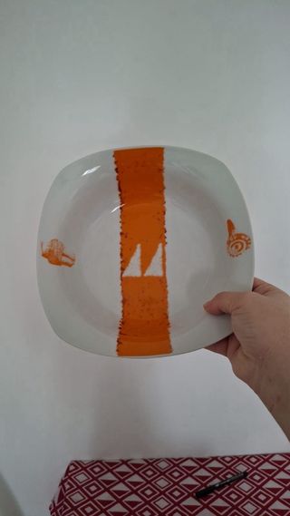 Vajilla Pepe Damaso Porcelana Naranja/Blanco