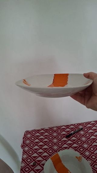 Vajilla Pepe Damaso Porcelana Naranja/Blanco