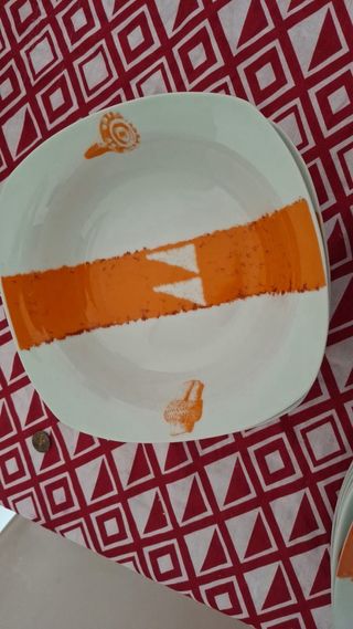 Vajilla Pepe Damaso Porcelana Naranja/Blanco