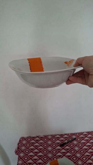 Vajilla Pepe Damaso Porcelana Naranja/Blanco