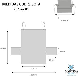 Martina Home Cubre Sofá Diamond 2 Plazas Beige/Agu