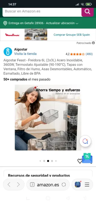 Freidora doble Aigostar Feast de 6L (Un solo uso)