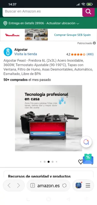 Freidora doble Aigostar Feast de 6L (Un solo uso)