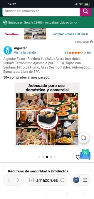 Freidora doble Aigostar Feast de 6L (Un solo uso)