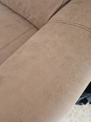 Chaiselongue beige/marrón tela