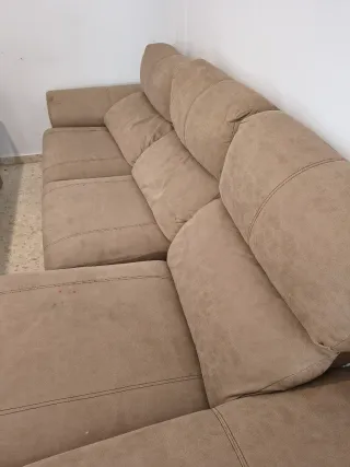 Chaiselongue beige/marrón tela